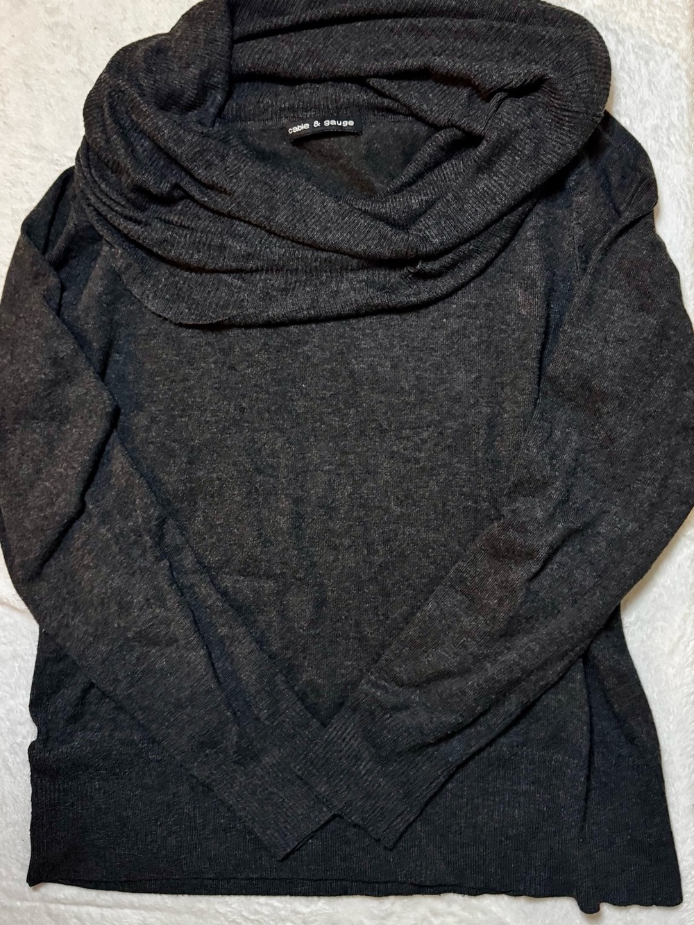 Cable & Gauge Charcoal Cowl Neck Medium Sweater